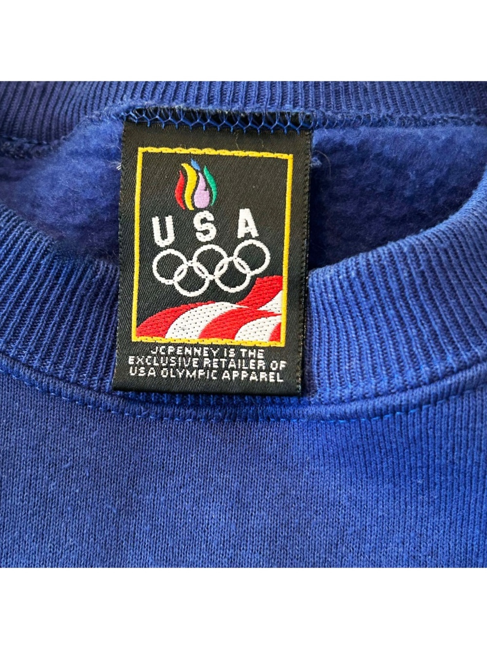 SWEATSHIRT, USA OLYMPICS, ROYAL BLUE SIZE 4X, EMBROIDERED OLYMPIC RINGS & USA,
